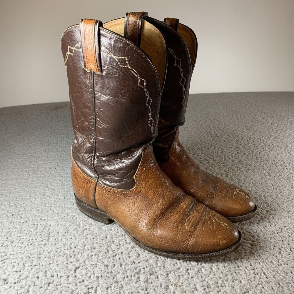 Hondo Tan Leather Men's Boots Size 8 EE Cowboy Rodeo Western Rancher‎ Handmade